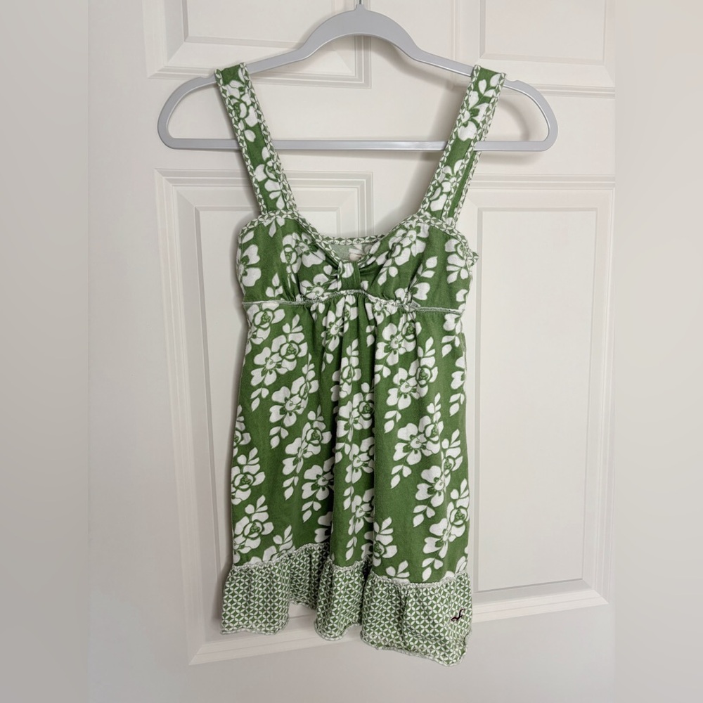 Hollister Y2K Babydoll Too Green And White Floral Size S